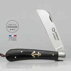 Couteau Armor Corne Foncée Ancre Laiton incrustée