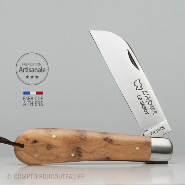 couteau armor prestige bois de genévrier guilloché à la main