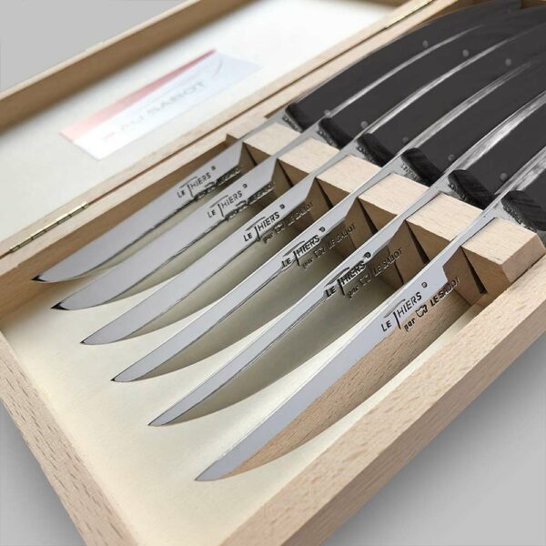 6 couteaux de table Le Thiers plein manche brun taupe