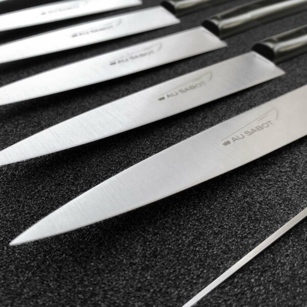 coffret de 6 couteaux de table japonais : sakura noir plein manche