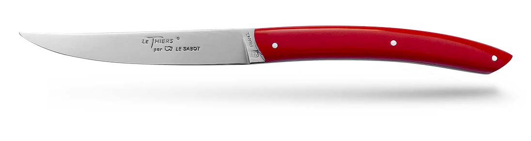 couteau de table thiers rouge en coffret de 6