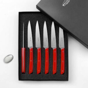 coffret 6 couteaux design épure rouge