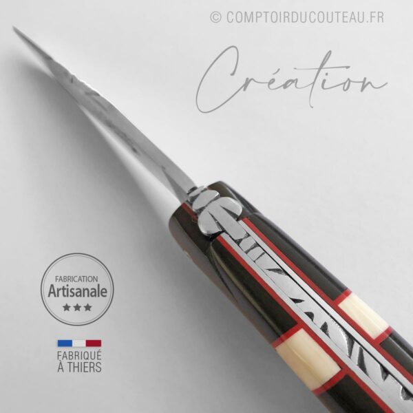 couteau laguiole ébène et phacochère guilloché main très beau couteau