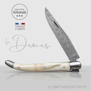 couteau laguiole lame damas ivoire de phacochère pour les amateurs de pièces d'exception