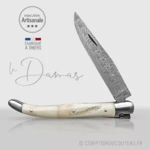 couteau laguiole lame damas ivoire de phacochère pour les amateurs de pièces d'exception