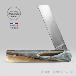 couteau le 20/20 manche éclats mammouth stabilisé résine grise le fidèle