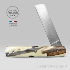 couteau le 20/20 manche éclats mammouth stabilisé résine beige le fidèle