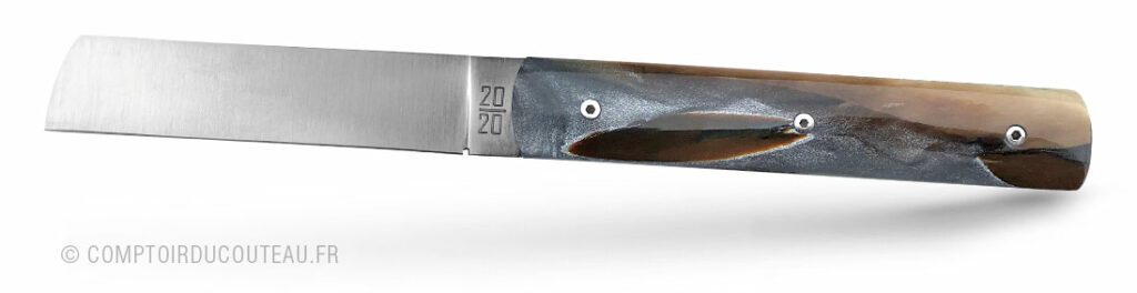 couteau le 20/20 manche mammouth résine grise par le fidèle