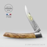 Couteau Le Thiers® Bois d'Olivier Ressort Guilloché 12cm