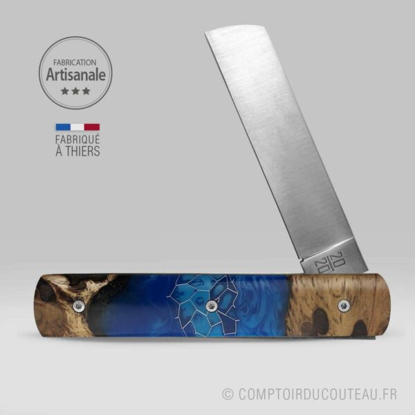 couteau 20/20 serie limite bois loupe de chêne vert piece unique