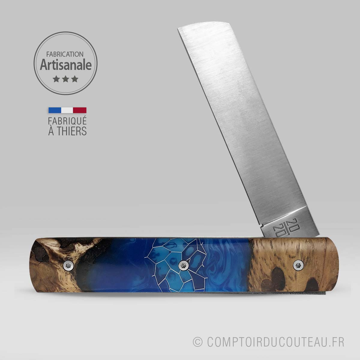 couteau 20/20 serie limite bois loupe de chêne vert piece unique