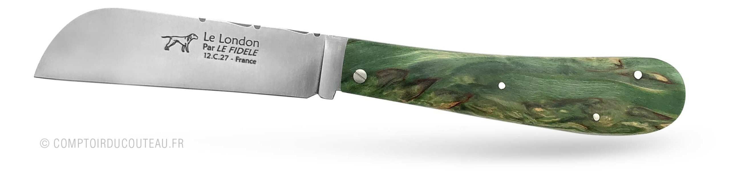 couteau breton le London vert en bouleau stabilisé