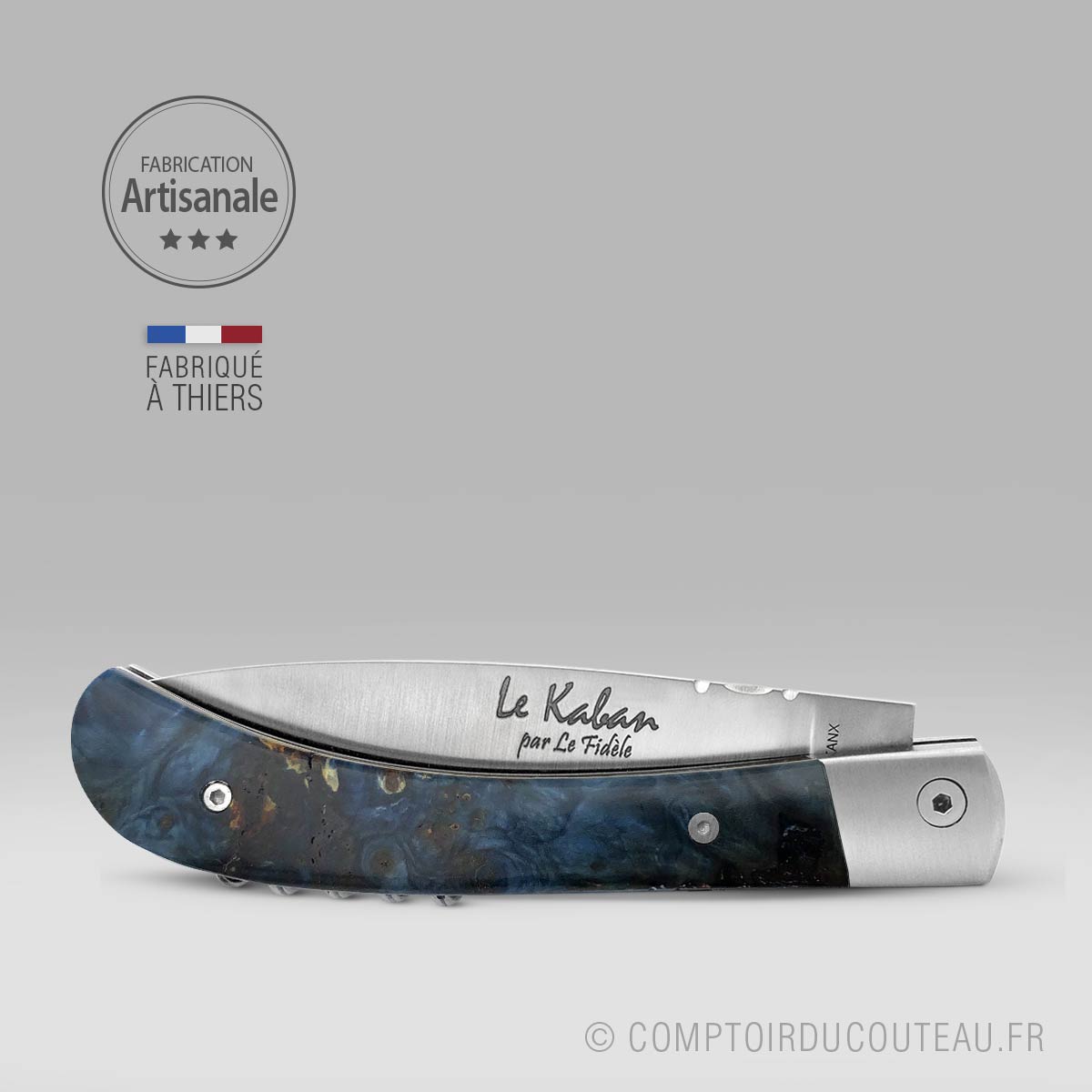 Couteau le Kaban Marronnier bleu stabilisé avec tire bouchon