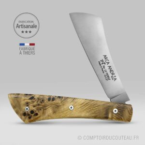 couteau de poche artisanal arca andrea bois de peuplier stabilisé