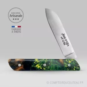 couteau pièce unique l'âme d'Emma résine verte