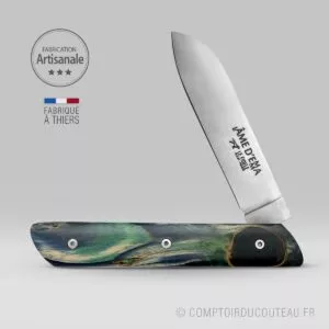 couteau pièce unique l'âme d'Emma peuplier flammé vert
