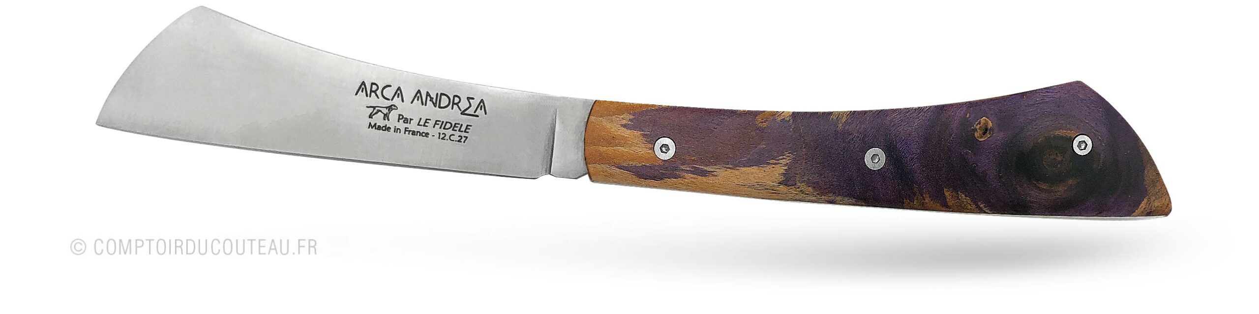 couteau Arca Andrea Manche en chêne stabilise Purple vue profil