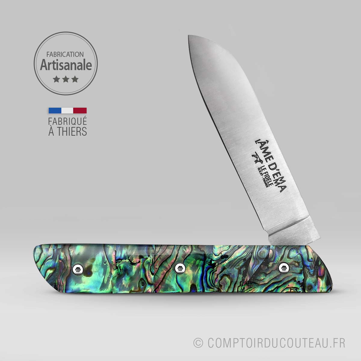 couteau féminin le l'âme d'Emma abalone vue profil