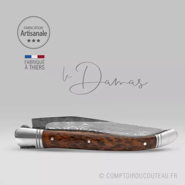 Couteau Laguiole - Lame Damas Artisanale Manche en Amourette – Image 4