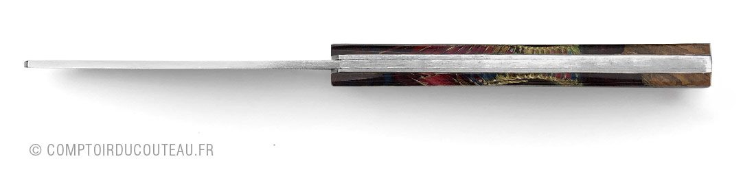 couteau pliant artisanal 20/20 serie limite cep de vigne et chardon stabilisé 3 couleurs piece unique