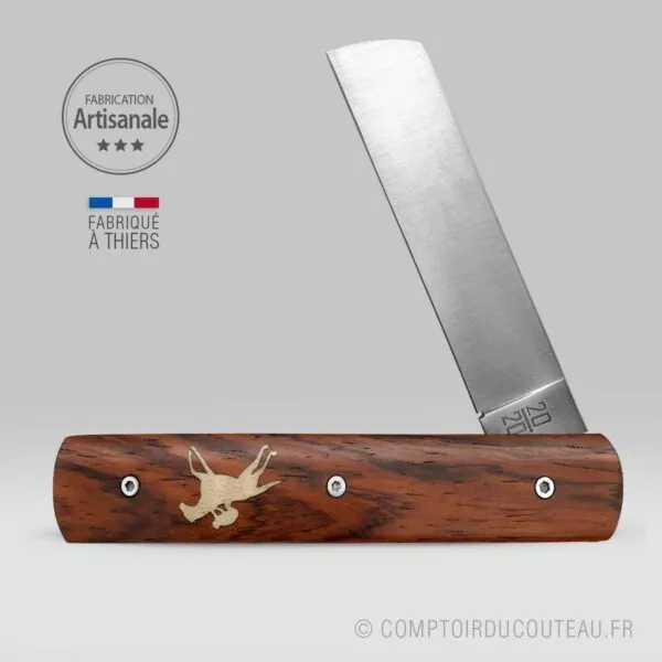 couteau le 20/20 cocobolo marqueterie erable ondé cavalier ouvert