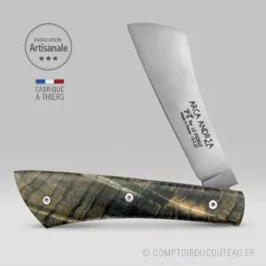 couteau de poche arca andrea peuplier flammé guilloché main ouvert
