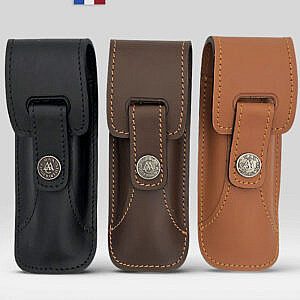 etui artisanal en cuir pour grand couteau pliant - le randonneur prestige GM