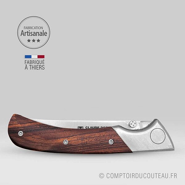 le couteau de chasse manche en bois de vallernia par claude dozorme fermé