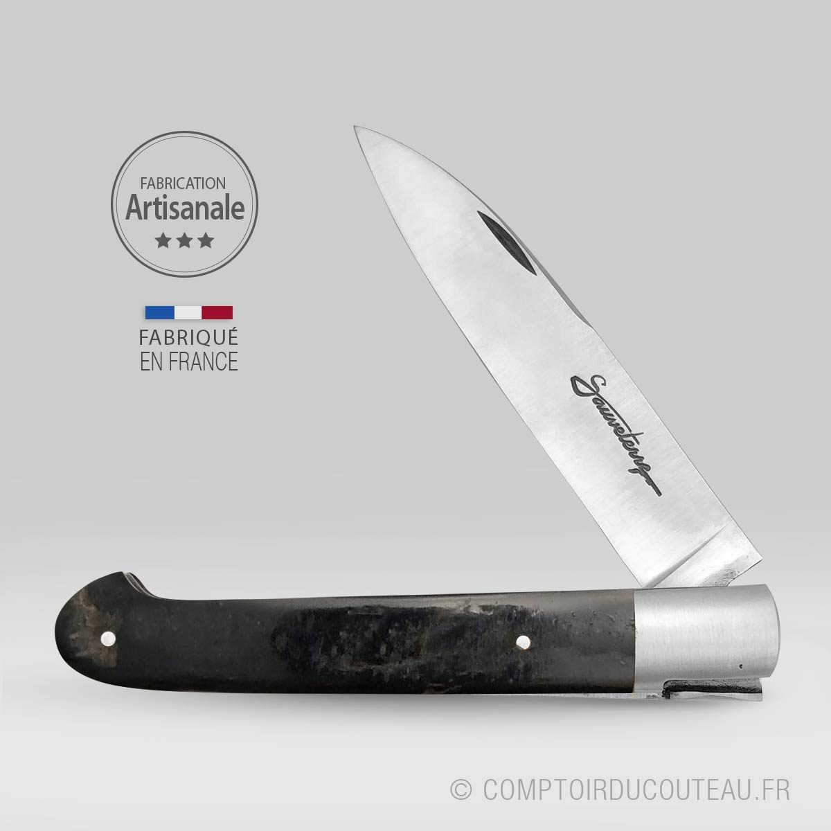 couteau le sauveterre mache corne de buffle ouvert