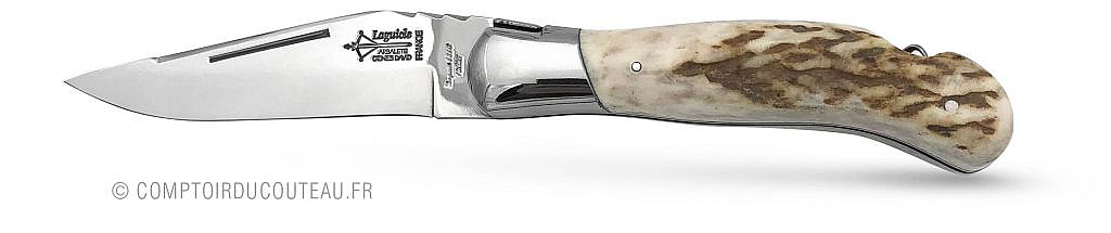 Couteau de chasse Outdoor LAGUIOLE G.DAVID 2P Cerf 12cm vue de profil