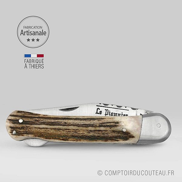 Couteau Douris-Chastel Le Pionnier Chasse – Manche Bois de Cerf 11 cm – Image 2