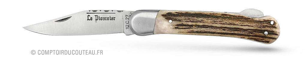 couteau de poche douris chastel Le Pionnier Chasse manche bois de cerf 11 cm