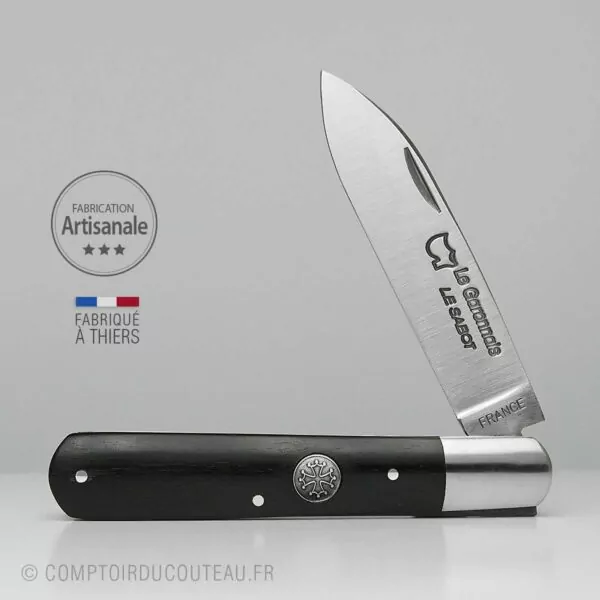 Couteau Garonnais Bois ebene Médaillon Croix Occitane