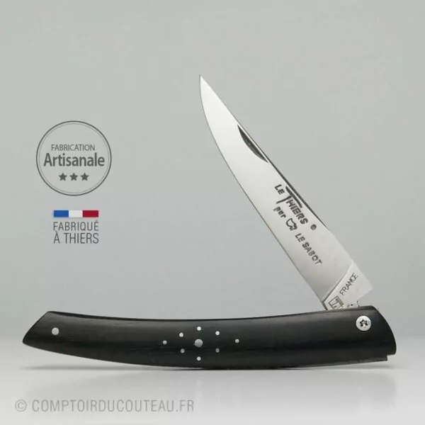 Couteau Le Thiers Bois Ebene Guilloché Main