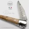 couteau laguiole damas loupe genévrier guilloché main