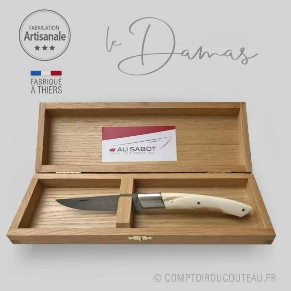 Couteau de collection le Thiers Damas guilloché main