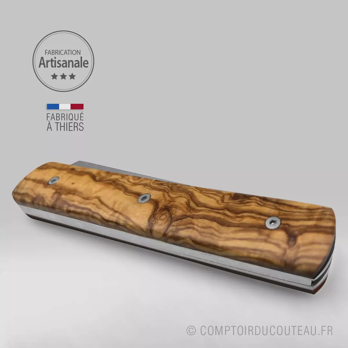 couteau le 20/20 par le fidèle bois d'olivier