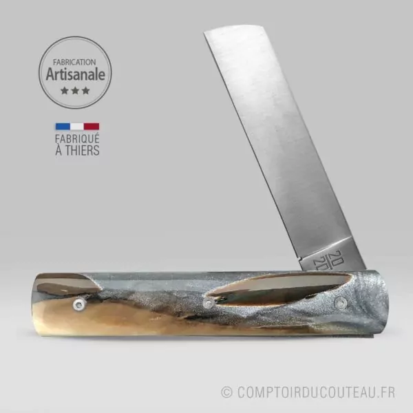 couteau le 20/20 manche éclats mammouth stabilisé résine grise le fidèle