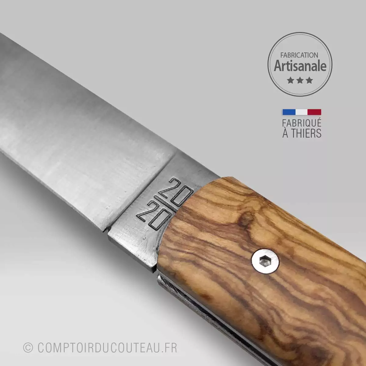 couteau le 20/20 manche bois d'olivier