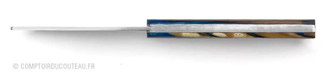 couteau le 20/20 manche mammouth résine bleue par le fidèle
