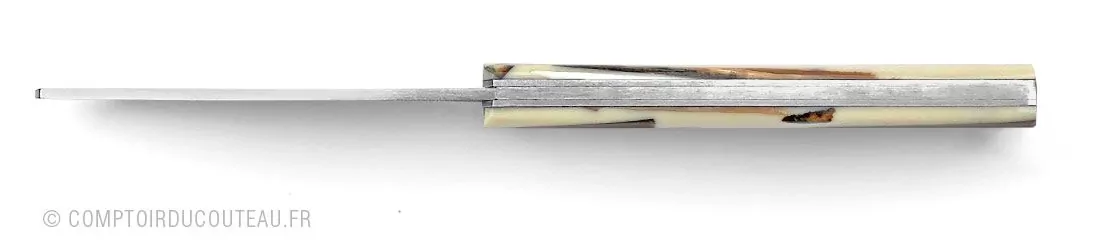 couteau le 20/20 manche mammouth résine beige par le fidèle