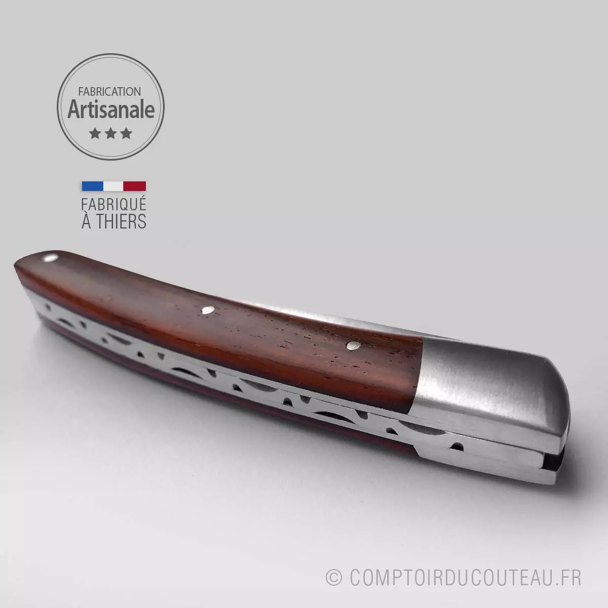 couteau le Thiers manche cocobolo dos guilloché par le fidèle