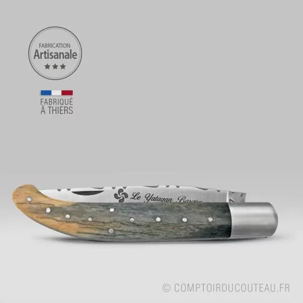 couteau yatagan basque os de chameau guilloché main