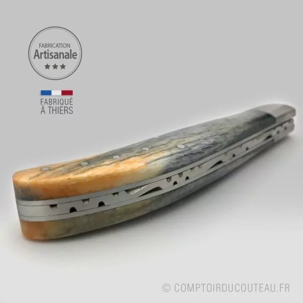 couteau yatagan basque os de chameau guilloché main
