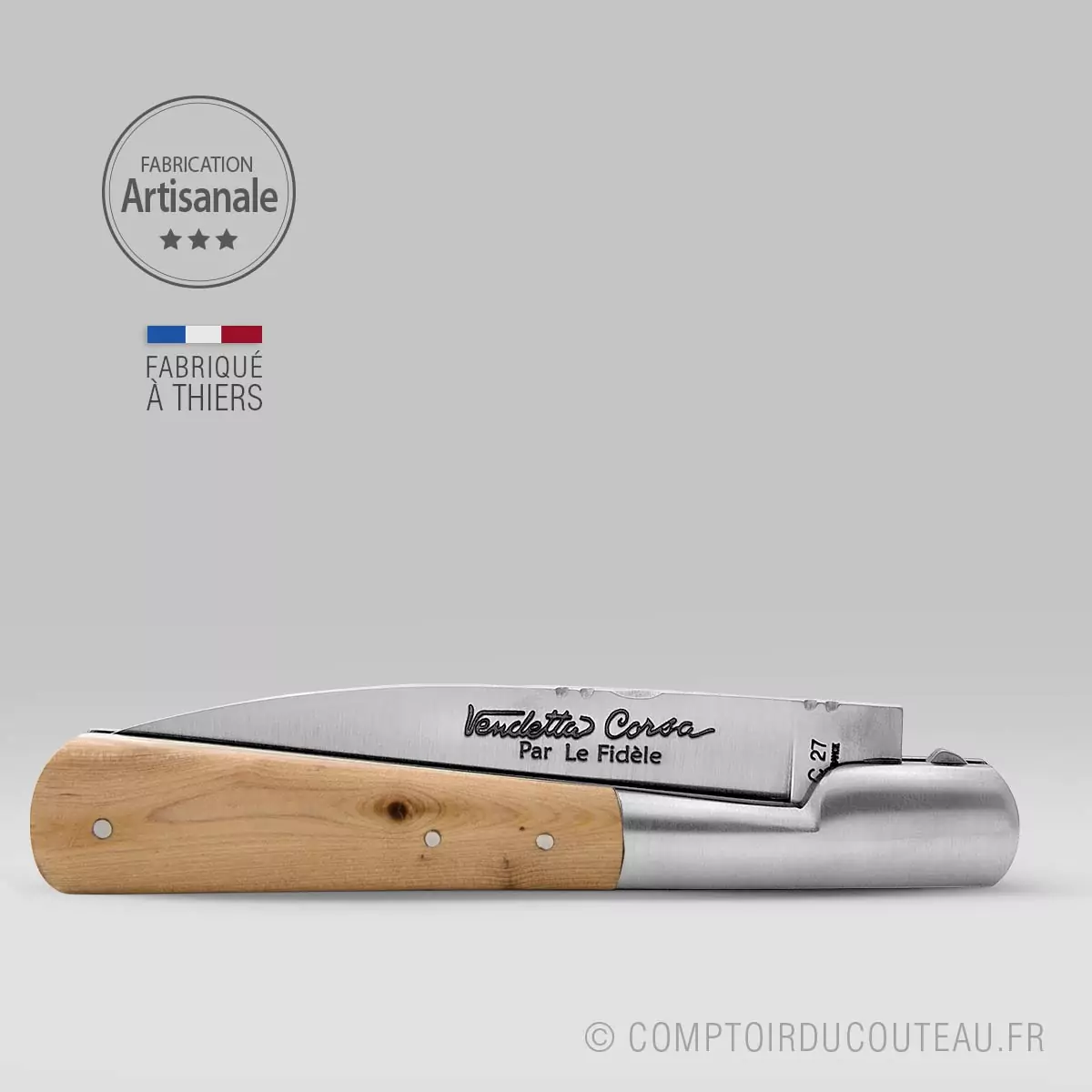 couteau corse vendetta manche genévrier guilloche