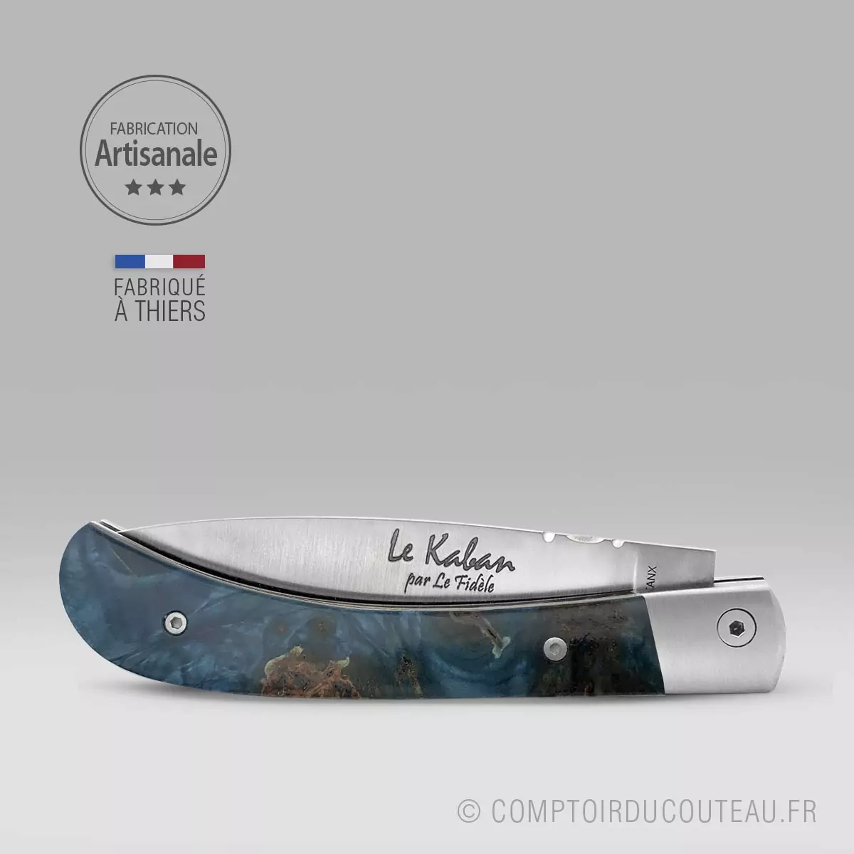 Couteau le Kaban Marronnier bleu stabilisé