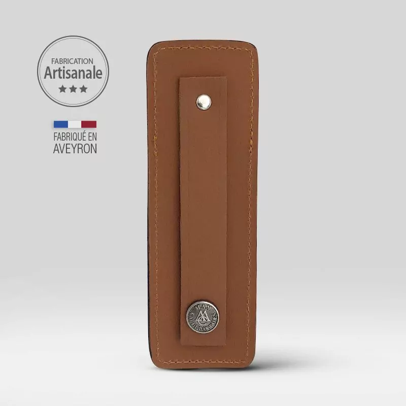 etui le france cuir camel pour couteau pliant 11/12 cm dos