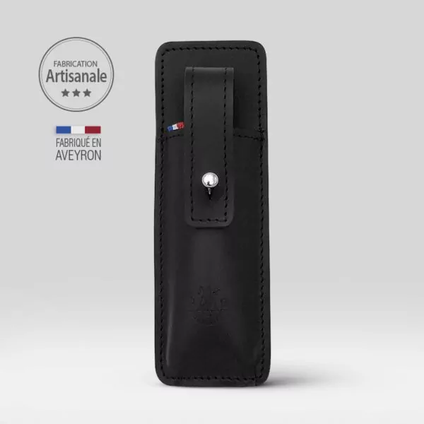 etui le france cuir noir pour couteau pliant 11/12 cm