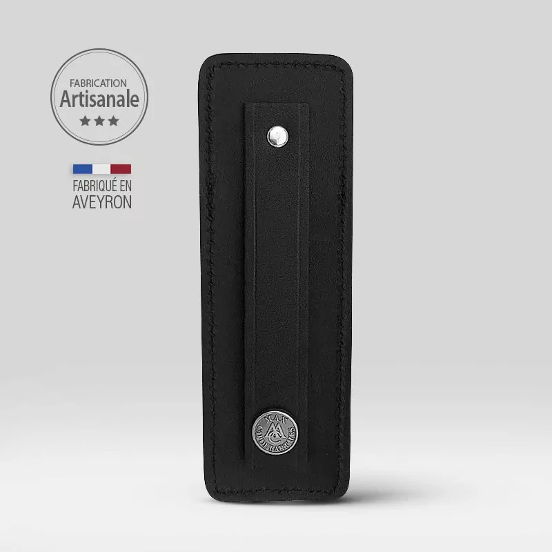 etui le france cuir noir pour couteau pliant 11/12 cm dos