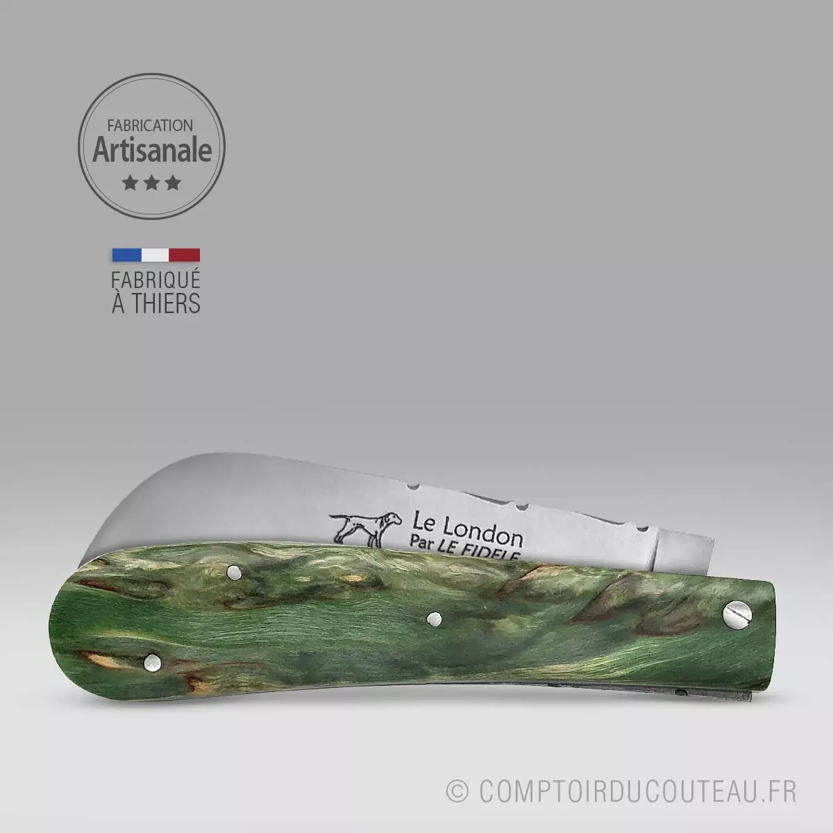 couteau marin le london breton bouleau vert guilloché